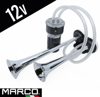 Kompressor-Doppelhorn 35/31cm 12Volt 2 Bar PKW Hupe Fanfare für Fiat Ducato