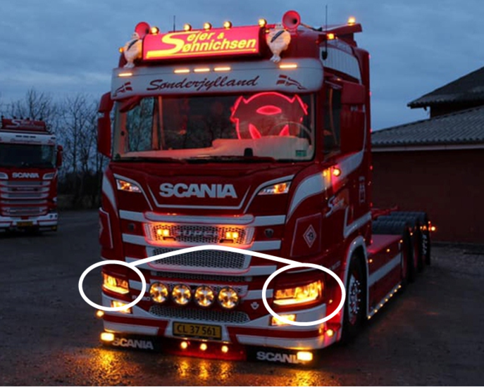 AMBER - EXTRA POSITIONSLICHT - SCANIA LED SCHEINWERFER 2016+