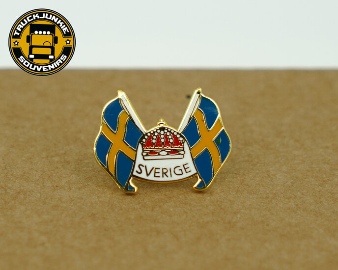 PIN - SCHWEDISCHE FLAGGEN - KRONE